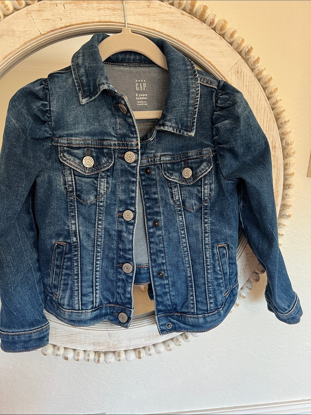 Gap toddlers puff sleeve denim jacket 5T